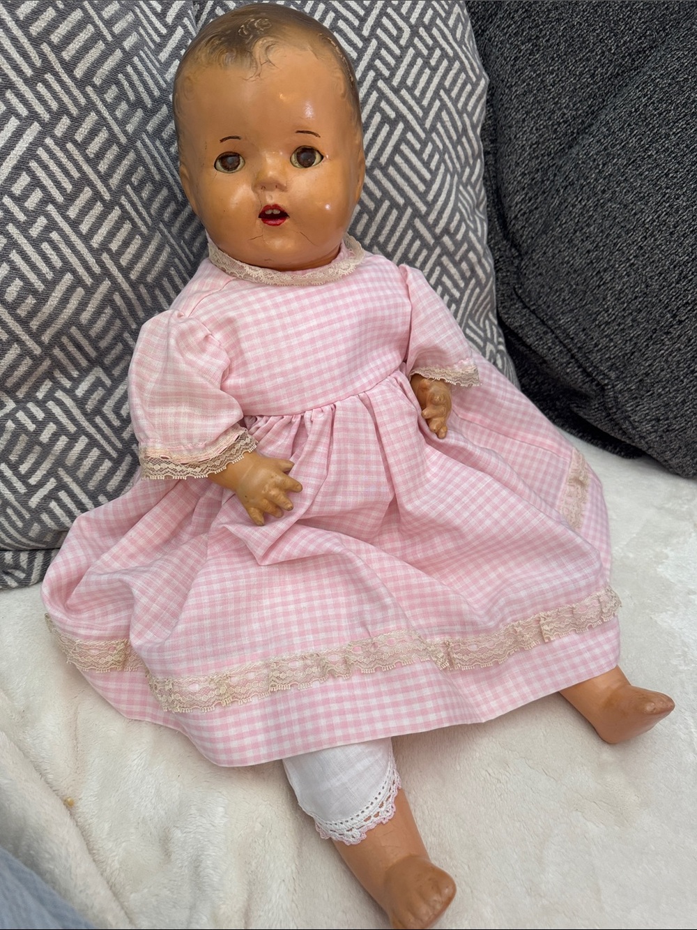 Vintage Creepy 1930’s Composition Baby Doll with teeth